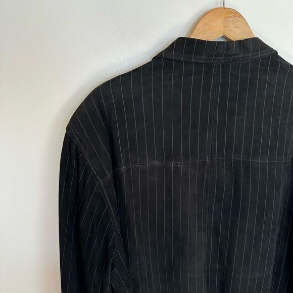 Bachrach Black and White Pinstripe Genuine Suede Leather 3 Button Blazer Coat Mi - Picture 11 of 14